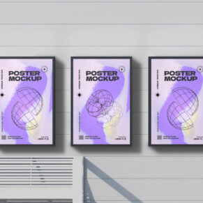 Advertising Street Poster Mockup Hanged on Wall Advertising Street Poster Mockup Hanged on Wall